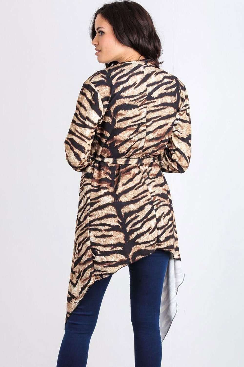 Paris Tiger Print Waterfall Midi Jacket - bejealous-com