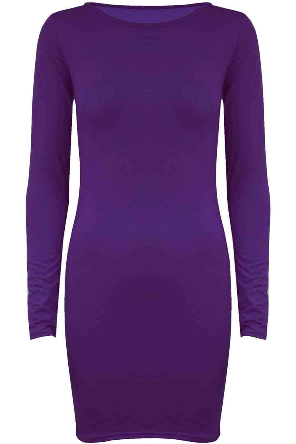 Pink Long Sleeve Basic Bodycon Mini Dress - bejealous-com