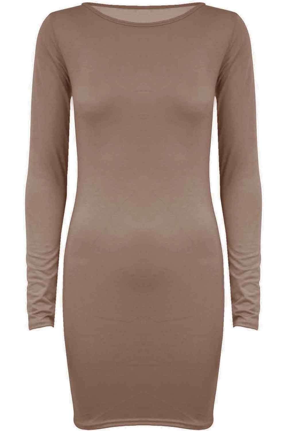 Pink Long Sleeve Basic Bodycon Mini Dress - bejealous-com