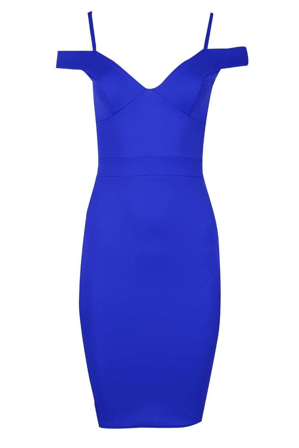 Pink Strappy Bardot Midi Bodycon Dress - bejealous-com