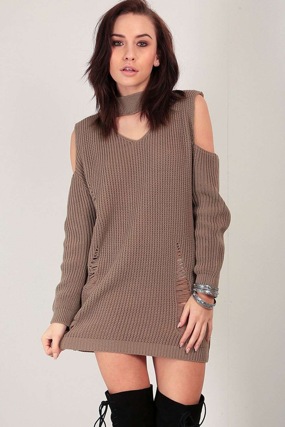 Piper Knitted Choker Dress - bejealous-com