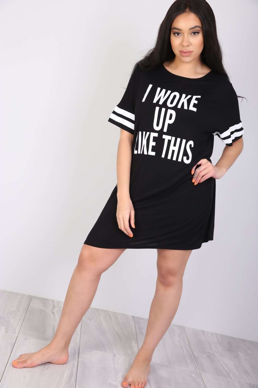 Plus I Woke Up Like This Slogan Night Dress - bejealous-com