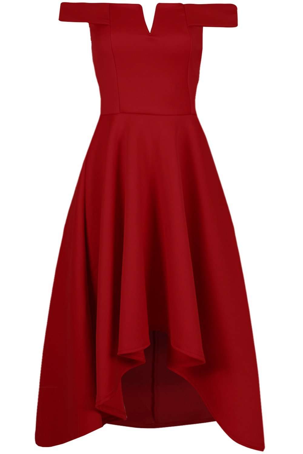 Plus Size Black Off Shoulder Dipped Hem Midi Swing Dress - bejealous-com