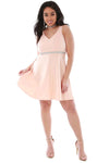 Plus Size Diamante Waist Sleeveless Mini Skater Dress - bejealous-com