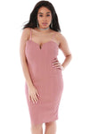 Plus Size Plunge Neck Bandage Bodycon Midi Dress - bejealous-com