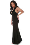 Plus Size Plunge Neck Frilly Fishtail Maxi Dress - bejealous-com