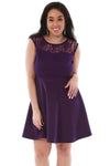 Plus Size Sleeveless Lace Mini Skater Dress - bejealous-com