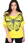 Polly Butterfly Print Bat Wing Baggy Tshirt - bejealous-com