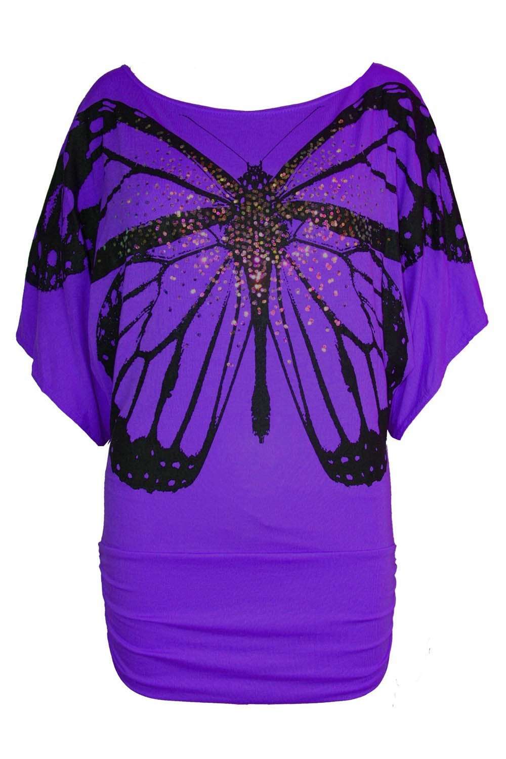 Polly Butterfly Print Bat Wing Baggy Tshirt - bejealous-com
