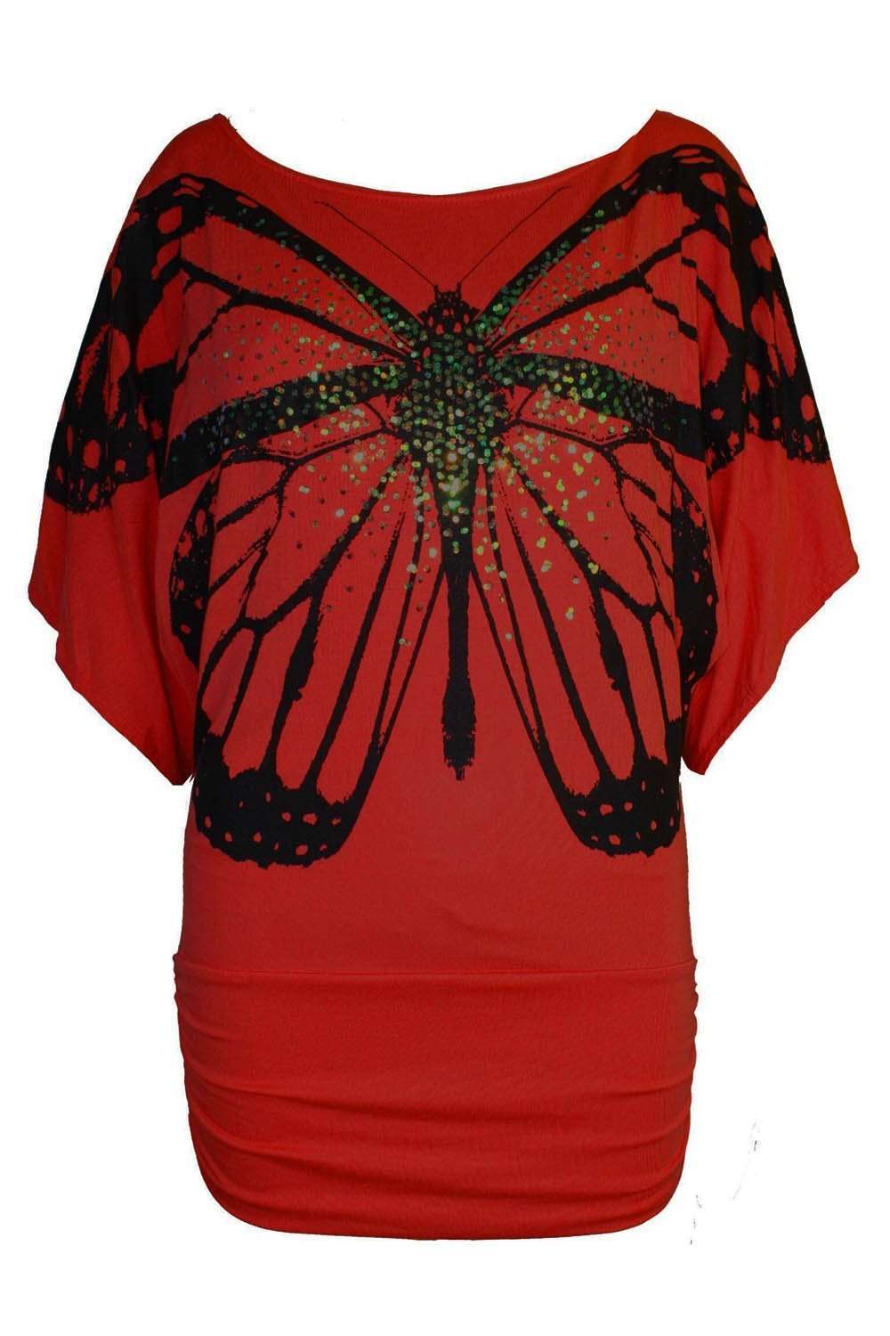 Polly Butterfly Print Bat Wing Baggy Tshirt - bejealous-com