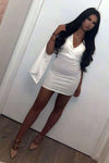 Priah Cape Sleeve Plunge Neck Mini Dress - bejealous-com