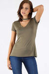 Priah Choker Neck Basic Jersey Tshirt - bejealous-com