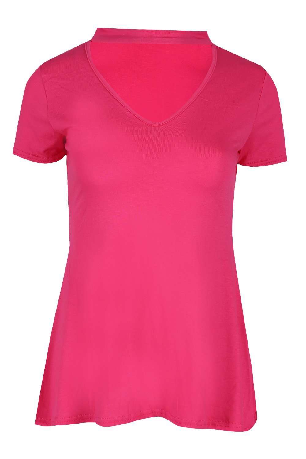 Priah Choker Neck Basic Jersey Tshirt - bejealous-com