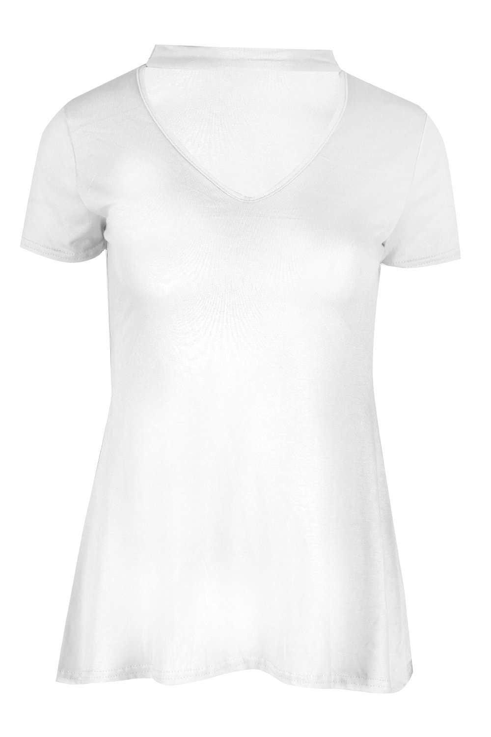 Priah Choker Neck Basic Jersey Tshirt - bejealous-com