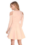 Purple Cold Shoulder Long Sleeve Skater Dress - bejealous-com
