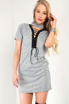 Raine Choker Neck Lace Up TShirt Dress - bejealous-com