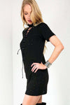 Raine Choker Neck Lace Up TShirt Dress - bejealous-com