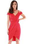 Red Bardot Strappy Wrap Bodycon Mini Dress - bejealous-com