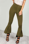 Red High Waisted Scuba Flare Leg Trousers - bejealous-com