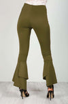 Red High Waisted Scuba Flare Leg Trousers - bejealous-com