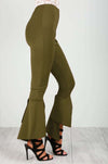 Red High Waisted Scuba Flare Leg Trousers - bejealous-com