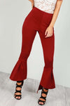 Red High Waisted Scuba Flare Leg Trousers - bejealous-com