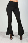 Red High Waisted Scuba Flare Leg Trousers - bejealous-com