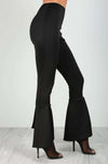 Red High Waisted Scuba Flare Leg Trousers - bejealous-com