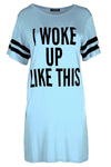 Red I Woke Up Like This Slogan Print Pyjama Dress - bejealous-com