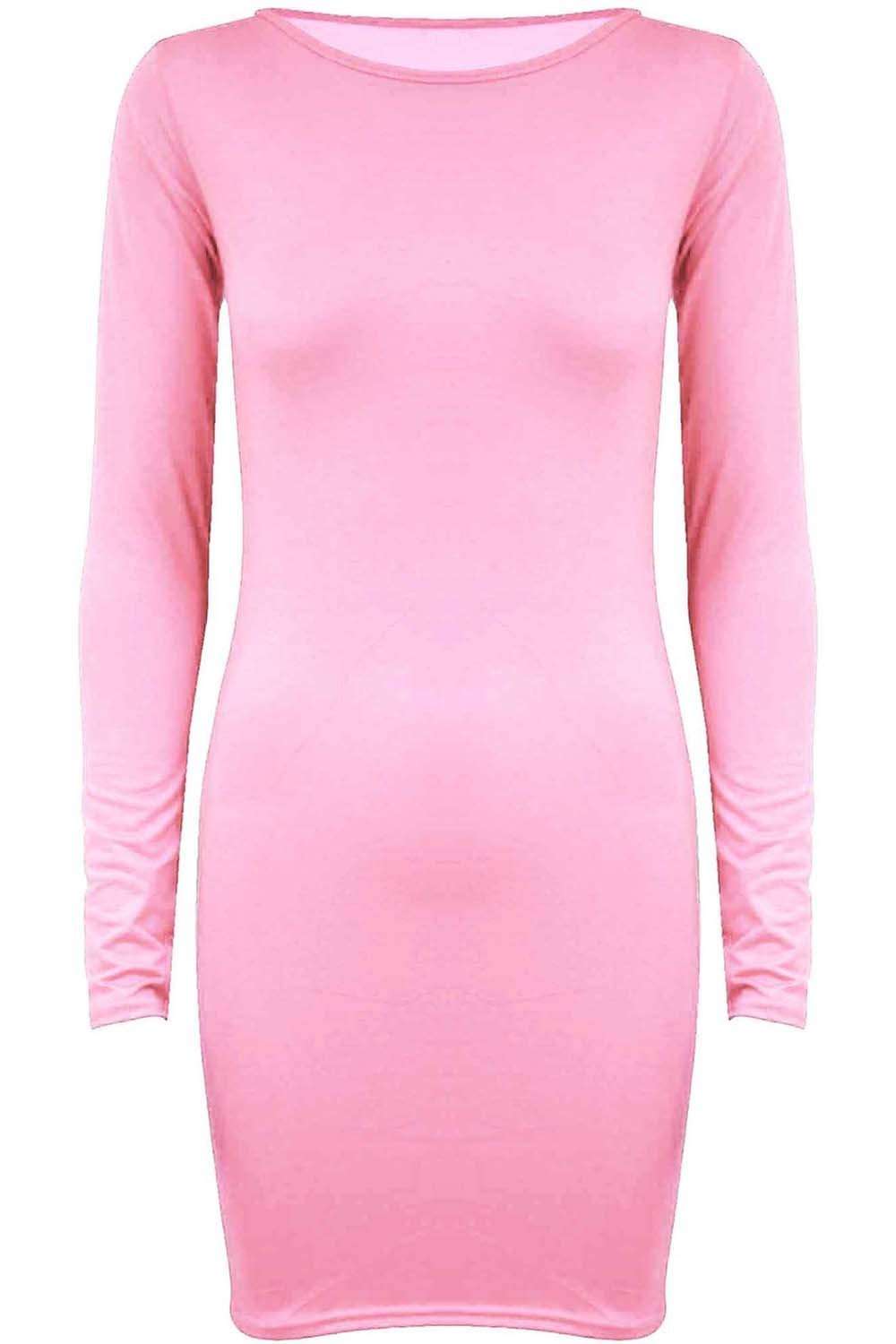 Red Long Sleeve Basic Bodycon Mini Dress - bejealous-com