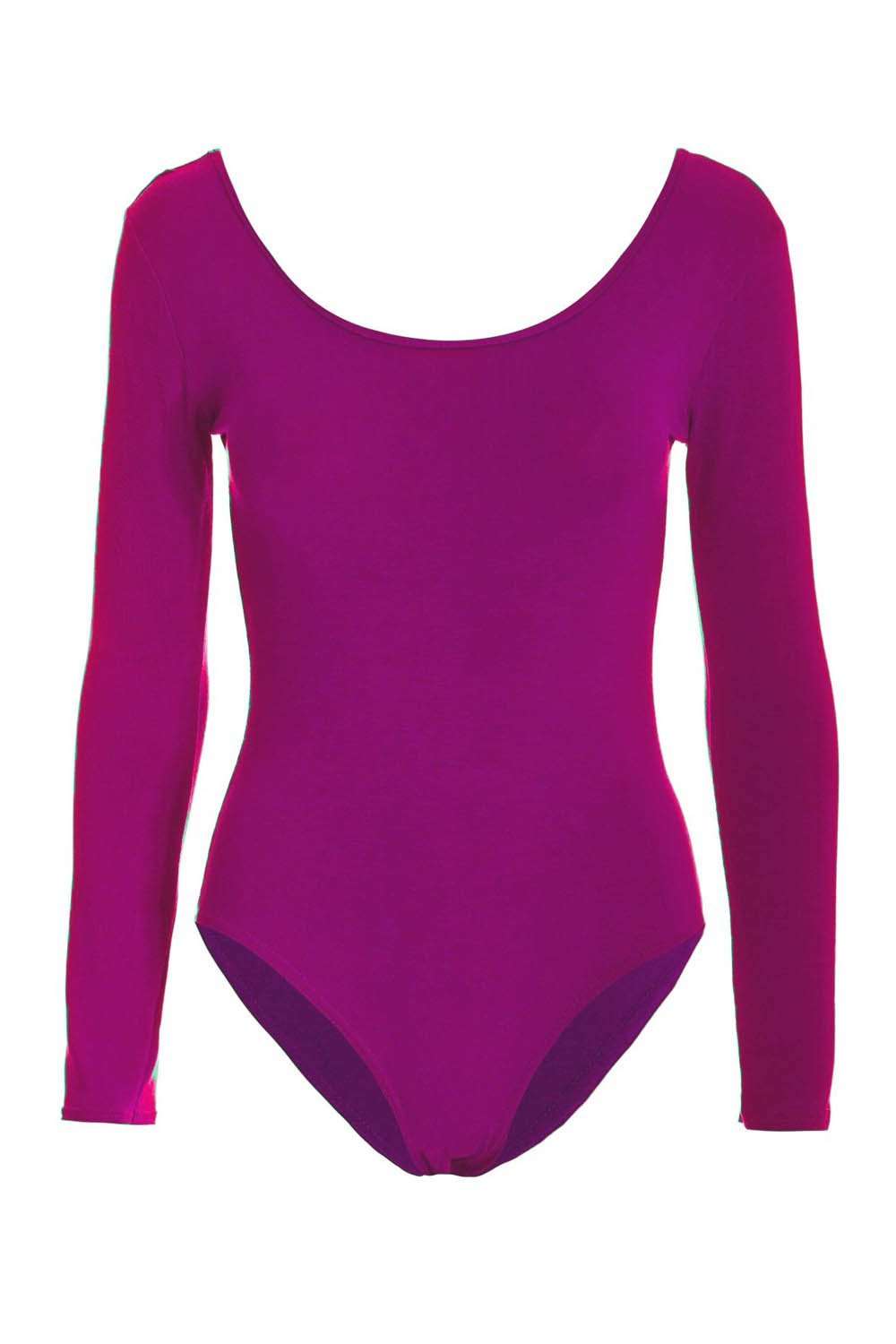 Red Long Sleeve Scoop Neck Basic Jersey Bodysuit - bejealous-com