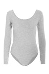 Red Long Sleeve Scoop Neck Basic Jersey Bodysuit - bejealous-com