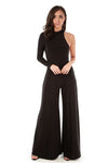 Reena One Sleeve Flare Leg Slinky Jumpsuit - bejealous-com