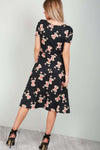 Reindeer Christmas Print Short Sleeve Midi Swing Dress - bejealous-com