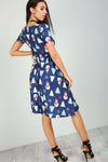 Reindeer Christmas Print Short Sleeve Midi Swing Dress - bejealous-com