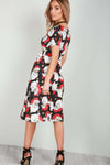 Reindeer Christmas Print Short Sleeve Midi Swing Dress - bejealous-com