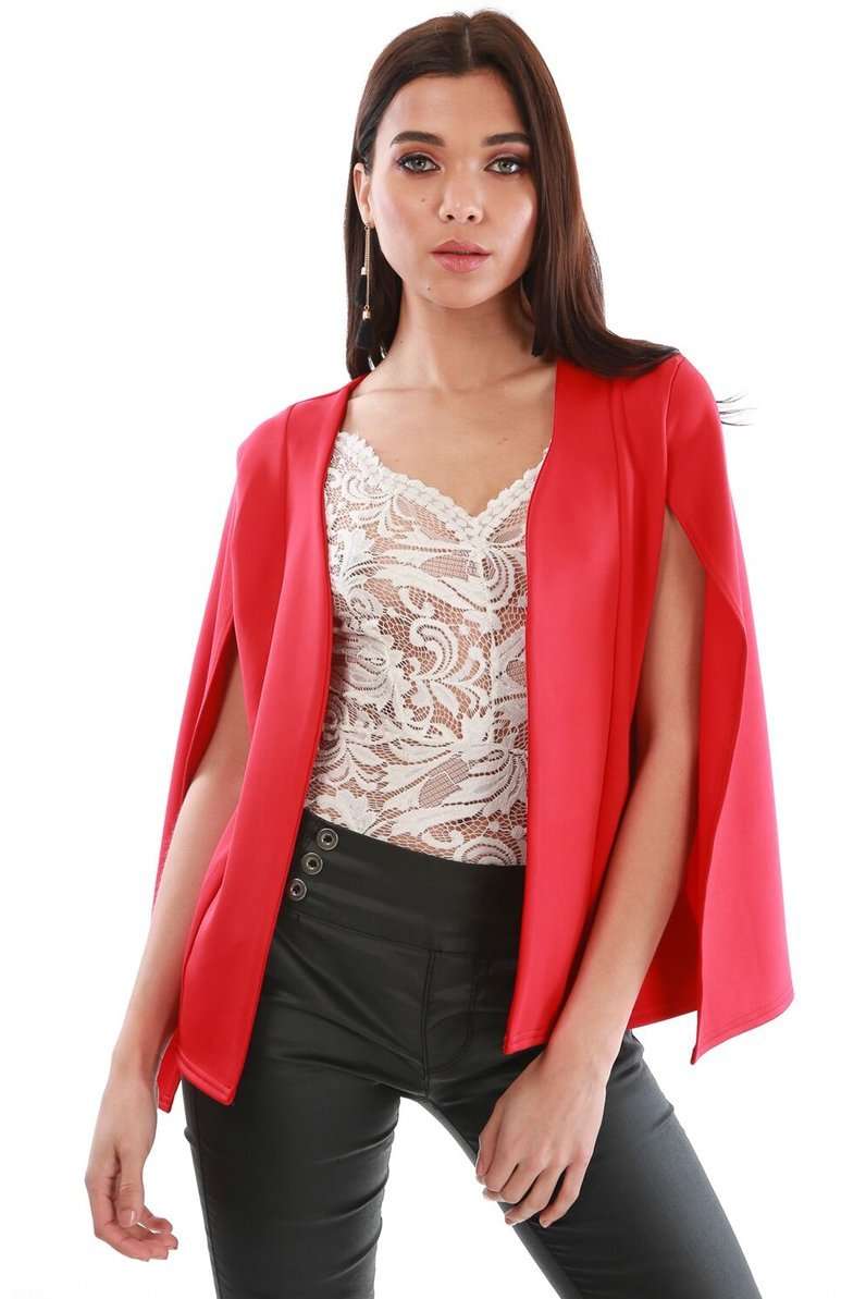 Renay Cape Sleeve Open Front Blazer Jacket - bejealous-com