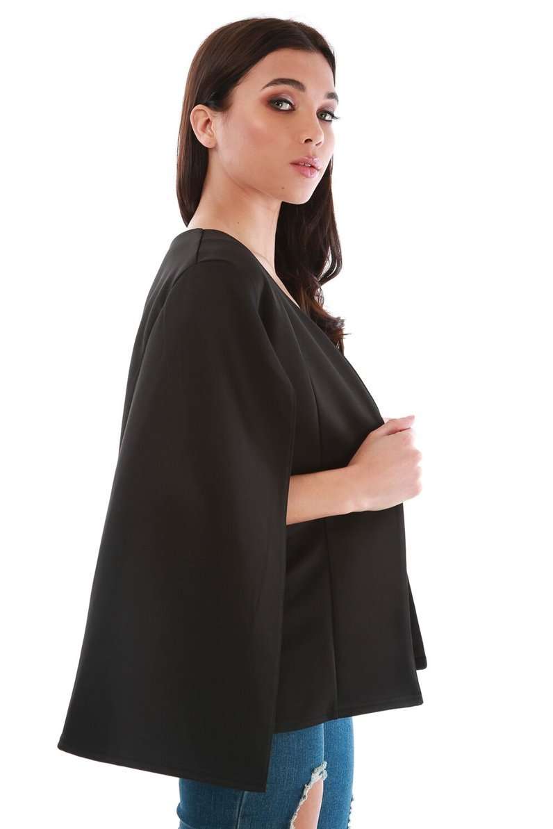 Renay Cape Sleeve Open Front Blazer Jacket - bejealous-com