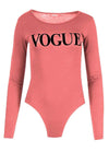 Rhian Long Sleeve Vogue Print Bodysuit - bejealous-com