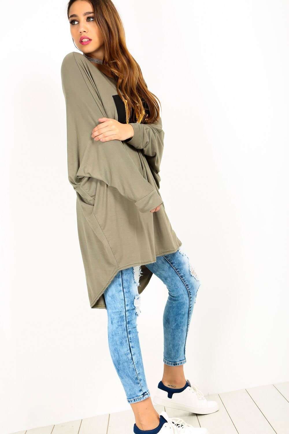 Rissie Milan Dipped Hem Bat Wing Top - bejealous-com