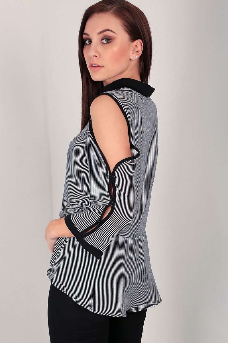 Riya Pin Stripe Peplum Shirt - bejealous-com