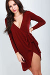 Robyn Long Sleeve Belted Wrap Dress - bejealous-com