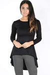 Rosie Long Sleeve Dipped Hem Top - bejealous-com