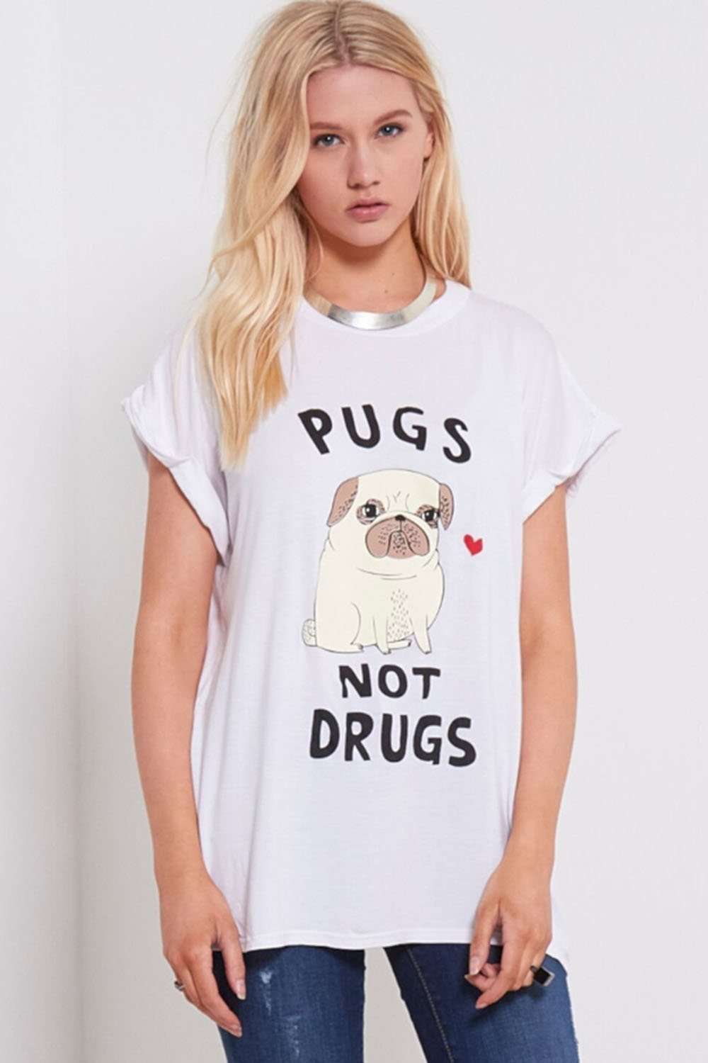 Rosie Pugs Not Drugs Baggy Tshirt - bejealous-com
