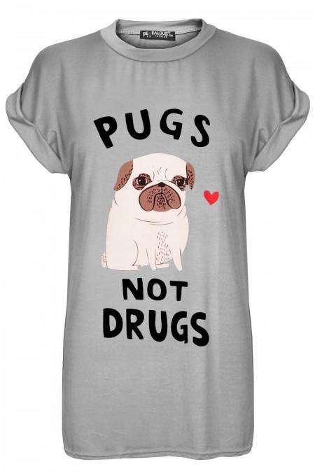 Rosie Pugs Not Drugs Baggy Tshirt - bejealous-com
