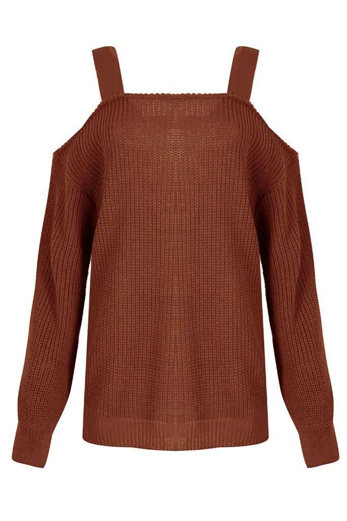 Saara Cold Shoulder Baggy Knitted Jumper - bejealous-com