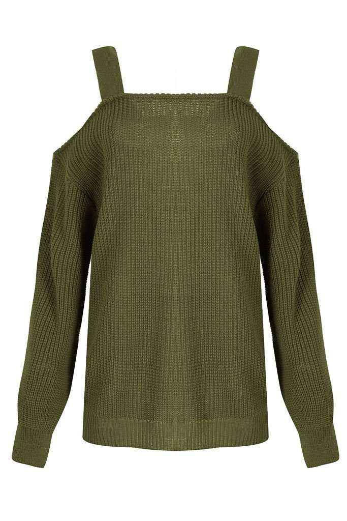 Saara Cold Shoulder Baggy Knitted Jumper - bejealous-com