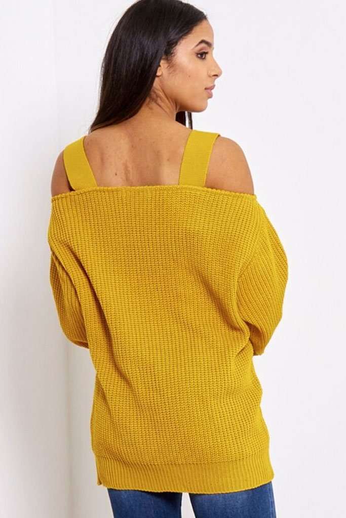 Saara Cold Shoulder Baggy Knitted Jumper - bejealous-com