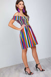 Sade Bardot Multicolour Striped Mini Dress - bejealous-com