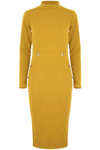 Sadie Long Sleeve Gold Button Bodycon Dress - bejealous-com